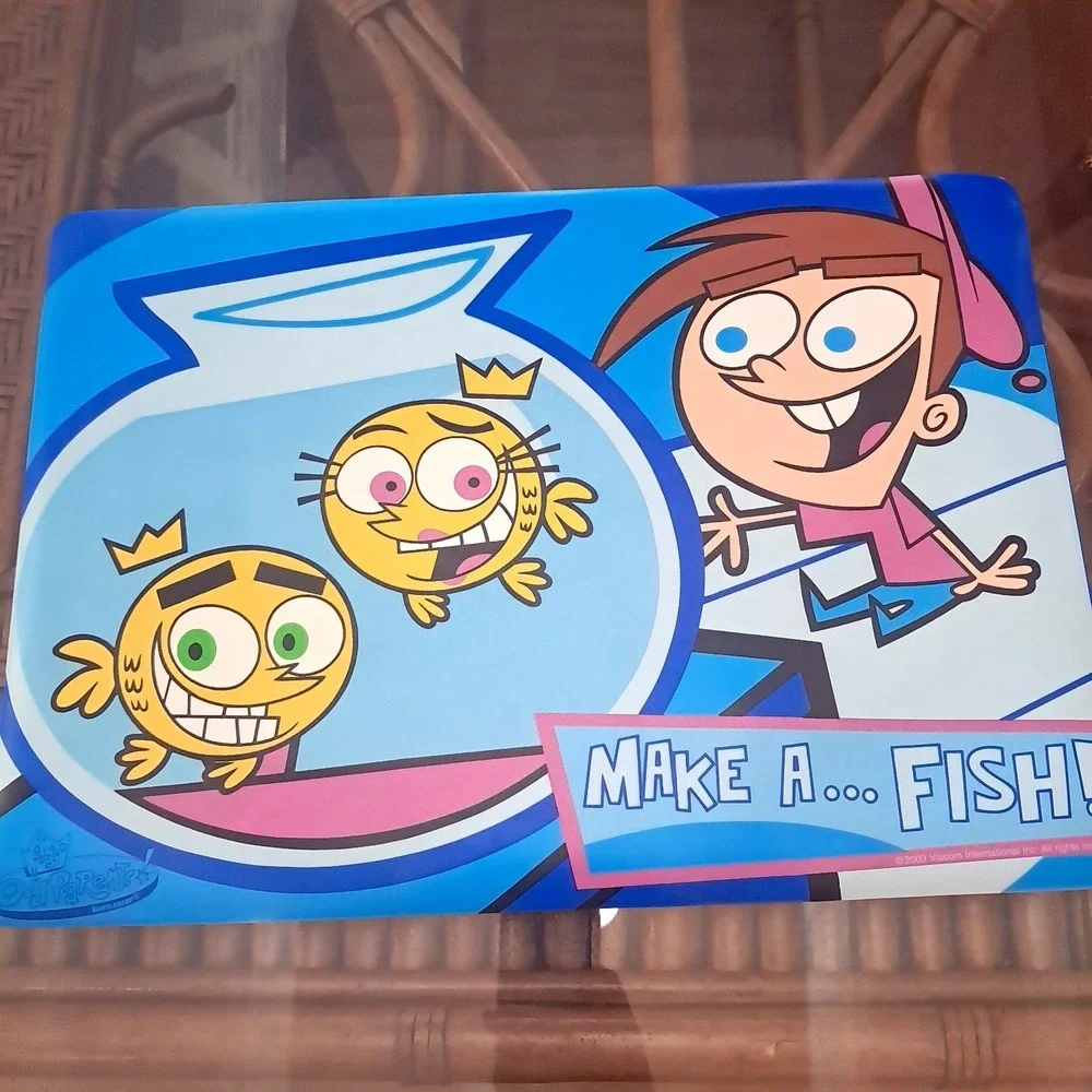 Vintage‎ The Fairly OddParents placemat Make a Fish vinyl foam Odd Parents 2003